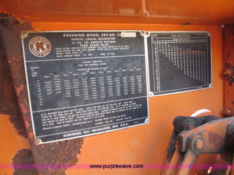 image for item D7440 1967 Koehring 305 crawler lattice boom crane