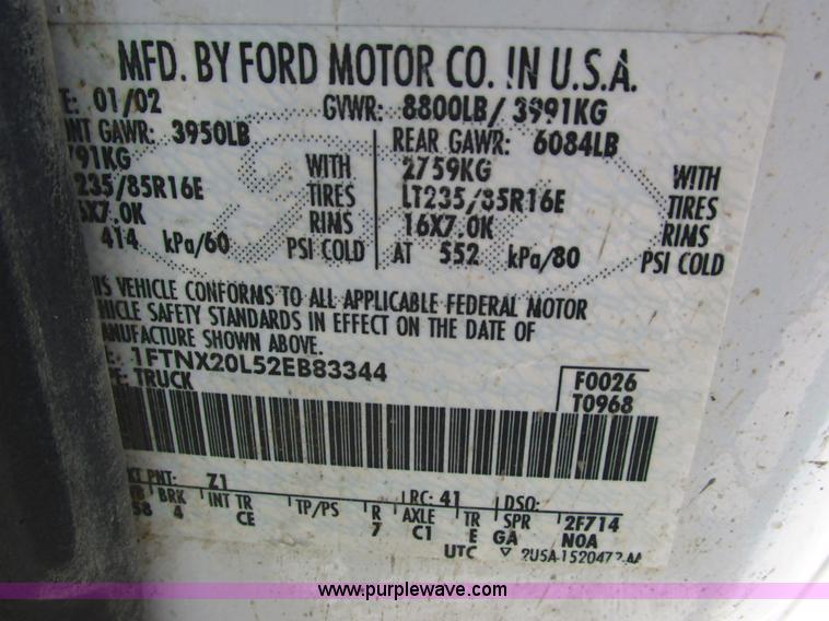 image for item G8584 2002 Ford F250 Super Duty SuperCab pickup truck