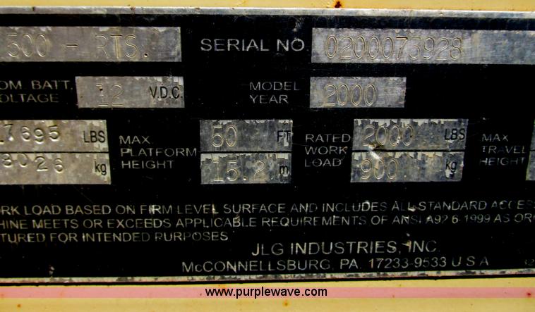 image for item G8589 2000 JLG 500RTS scissor lift