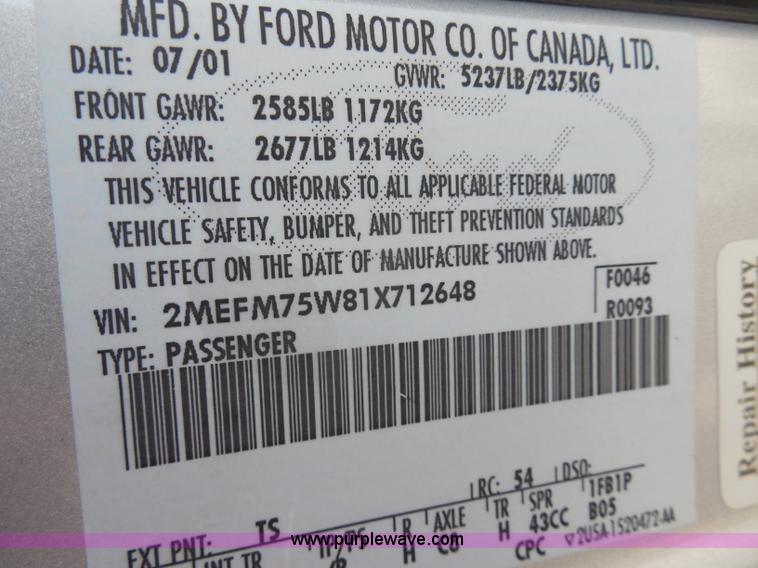 image for item H9819 2001 Mercury Grand Marquis