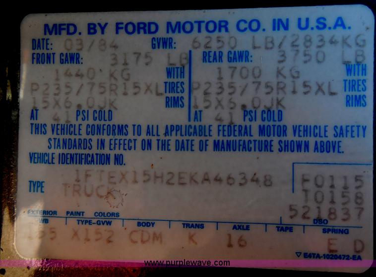 image for item H9822 1984 Ford F150 XLT pickup truck