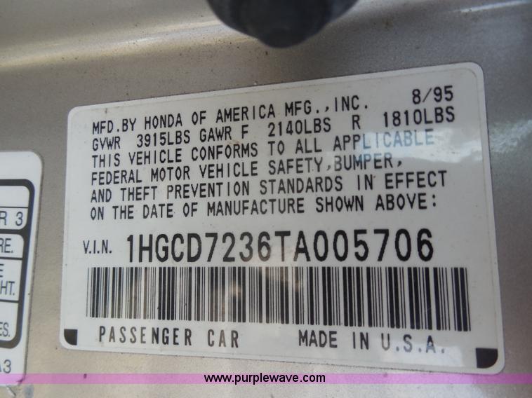 image for item H9864 1996 Honda Accord LX