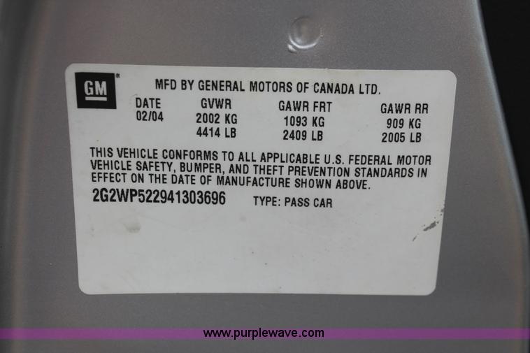 image for item I7817 2004 Pontiac Grand Prix GT1