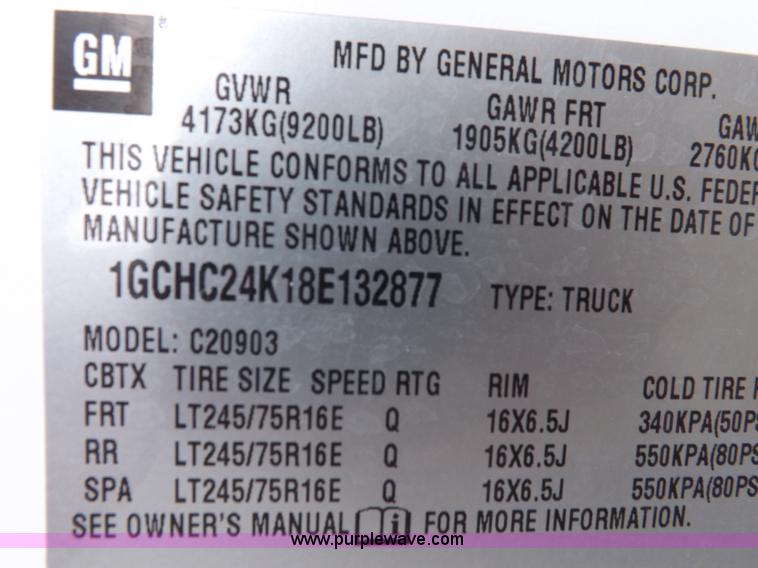 image for item I7665 2008 Chevrolet Silverado 2500HD pickup truck