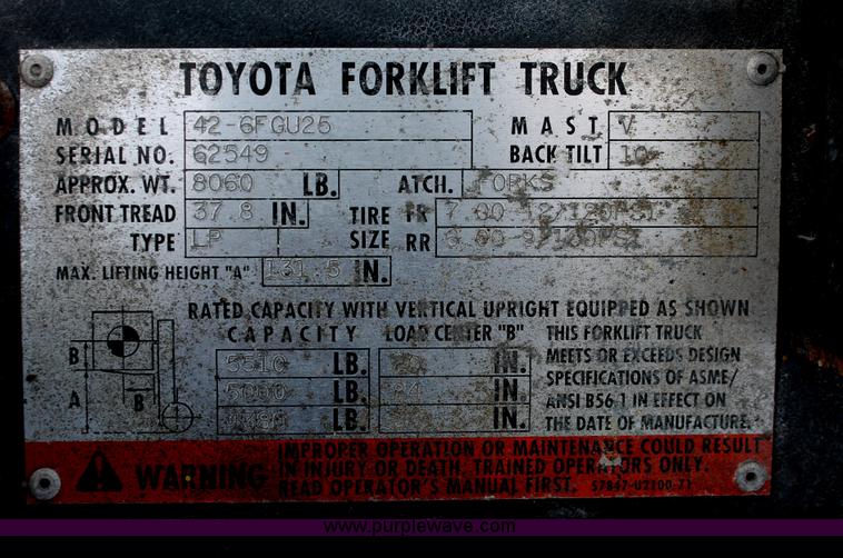 image for item I7843 Toyota 42 forklift