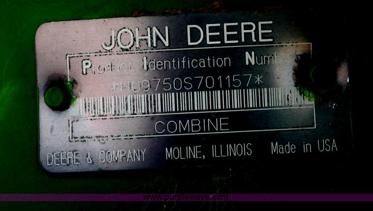 image for item G5802 2003 John Deere 9750 STS RWA combine