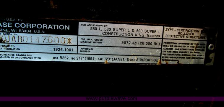 image for item D7442 1996 Case 580 Super L backhoe