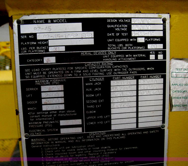 image for item D8462 1995 Ford F700 digger derrick truck