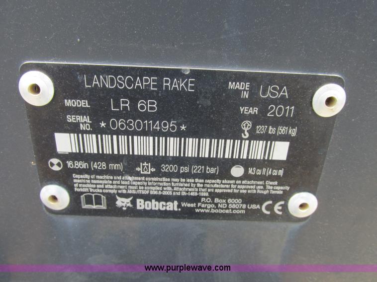 image for item F5183 2011 Bobcat LR6B hydraulic landscape rake