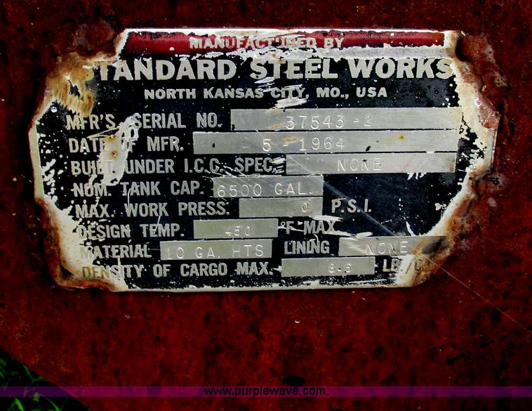 image for item F5194 1964 Standard Steelworks insulated tanker trailer