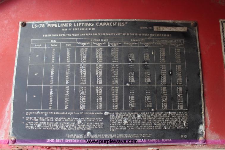 image for item H6716 1974 Link-Belt LS78 hydraulic crawler crane