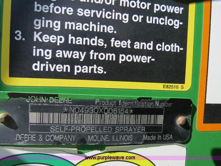image for item B4789 2009 John Deere 4930 self-propelled sprayer