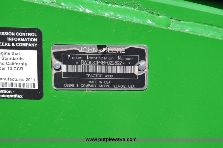 image for item G6112 2011 John Deere 9630 4WD tractor