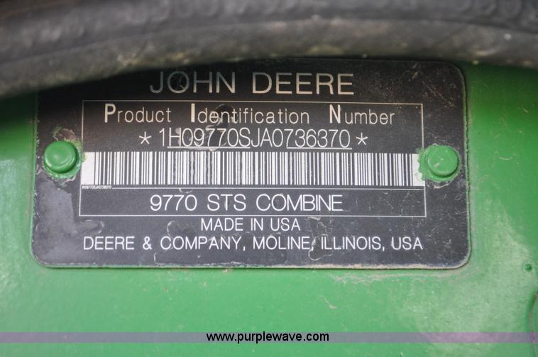 image for item G6119 2010 John Deere 9770 STS RWA combine