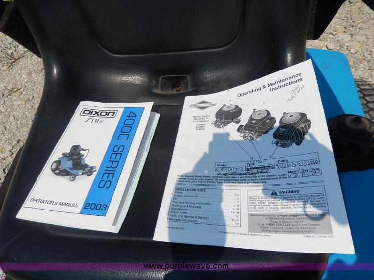 image for item AW9656 Dixon 4423 ZTR lawn mower