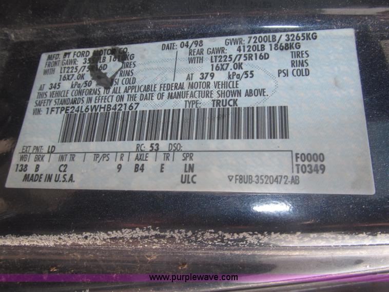 image for item F7080 1998 Ford Econoline E250 van