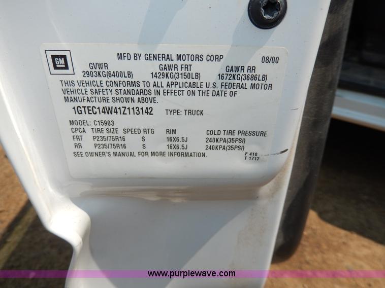 image for item H3003 2001 GMC Sierra 1500 SL pickup truck