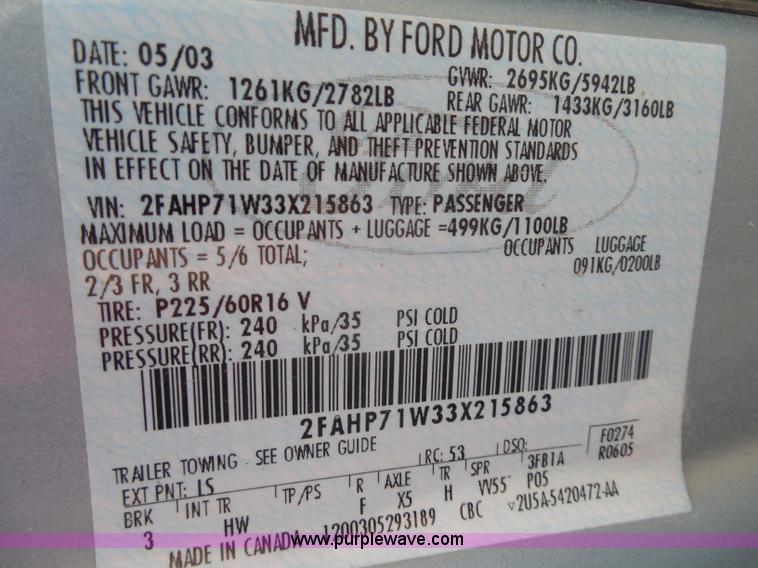 image for item D4868 2003 Ford Crown Victoria Police Interceptor