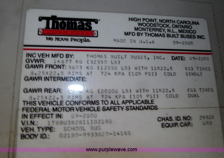 image for item D7455 2001 Thomas school bus