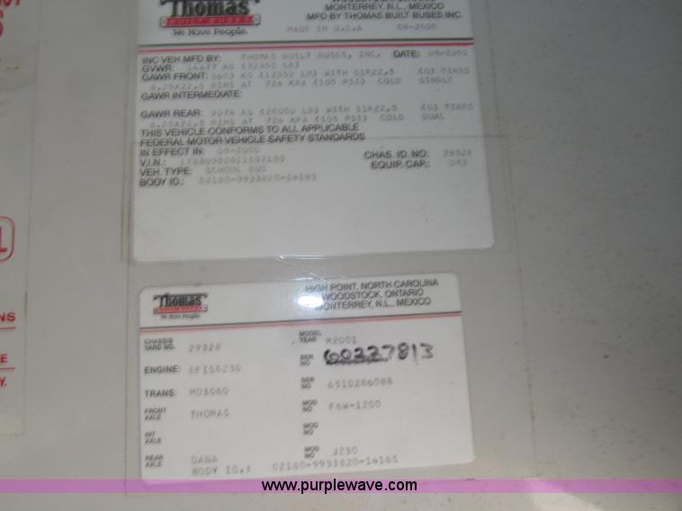 image for item D7455 2001 Thomas school bus