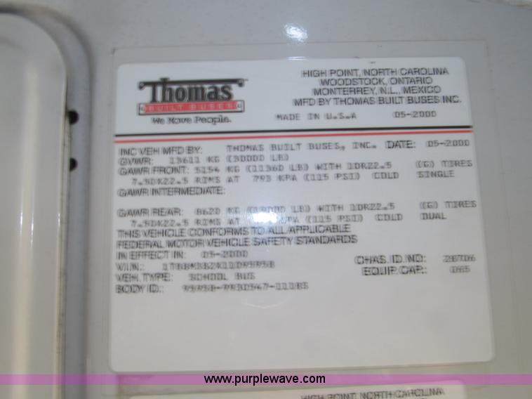 image for item D7456 2001 Thomas school bus