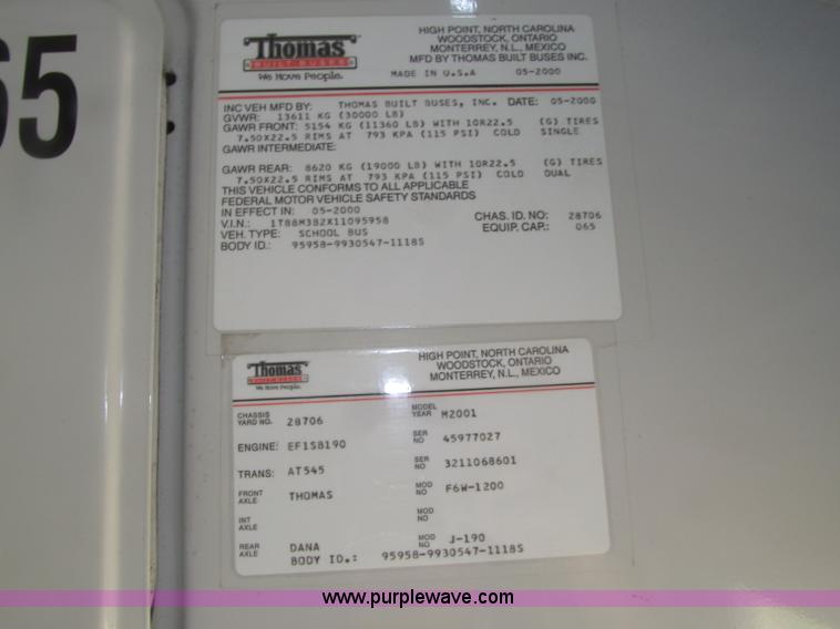 image for item D7456 2001 Thomas school bus