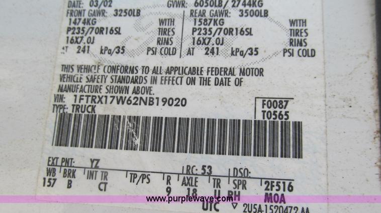 image for item G2083 2002 Ford F150 XL SuperCab pickup truck