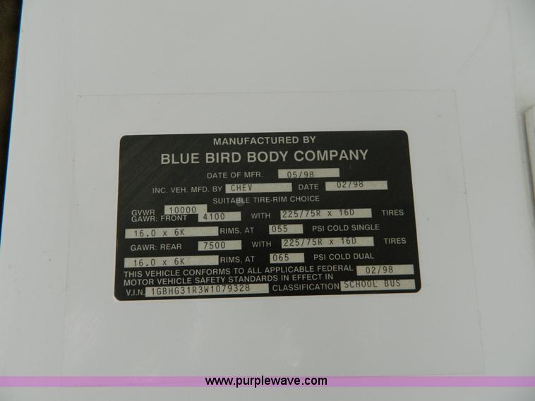 image for item G7975 1998 Chevrolet G3500 bus