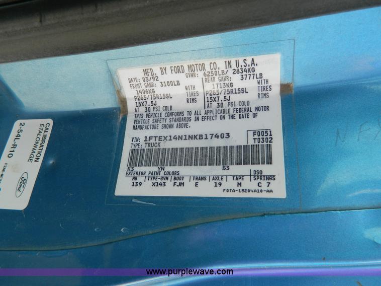 image for item G7981 1992 Ford F150 XLT SuperCab pickup truck