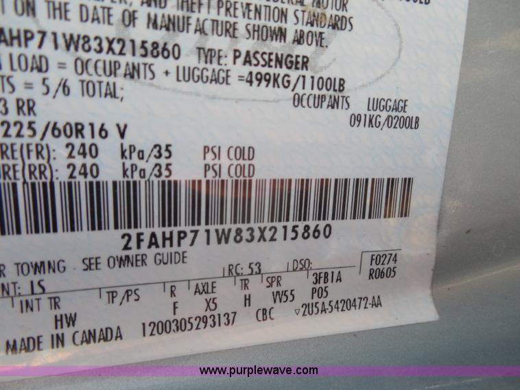 image for item H6564 2003 Ford Crown Victoria Police Interceptor