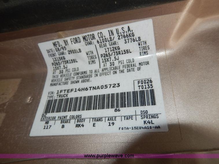 image for item I4349 1996 Ford F150 XLT pickup truck