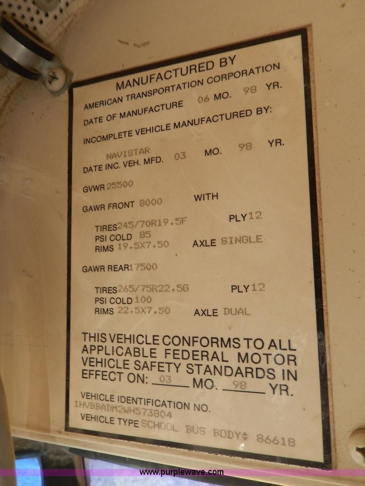 image for item I4390 1998 International 3800 school bus