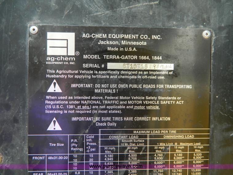 image for item G7986 1998 Ag-Chem TerraGator 1844 dry spreader truck
