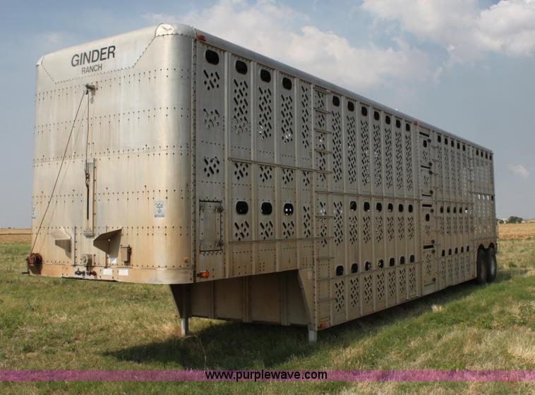 image for item H7417 1985 Wilson 53' aluminum cattle pot trailer