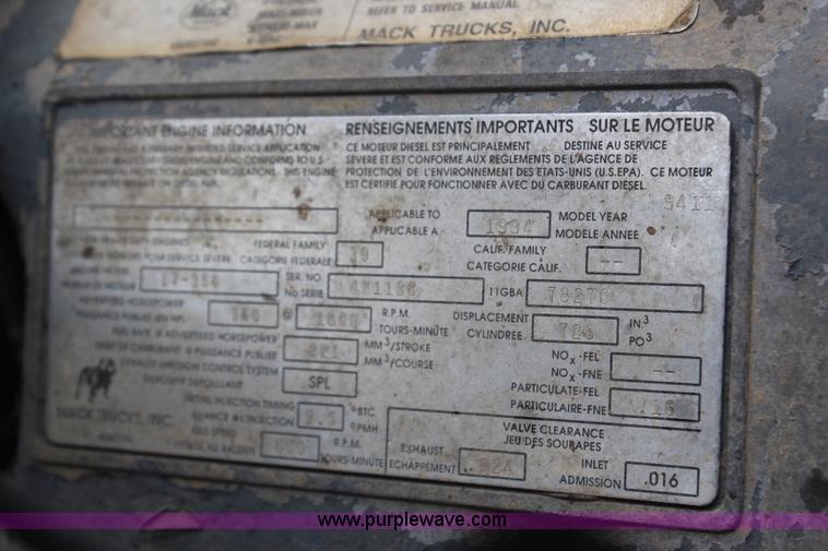 image for item H6511 1994 Mack RD688S quad axle dump truck