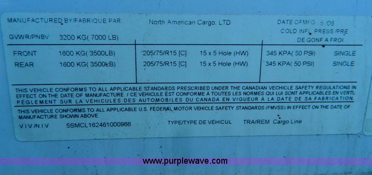 image for item G7972 2006 North American cargo trailer