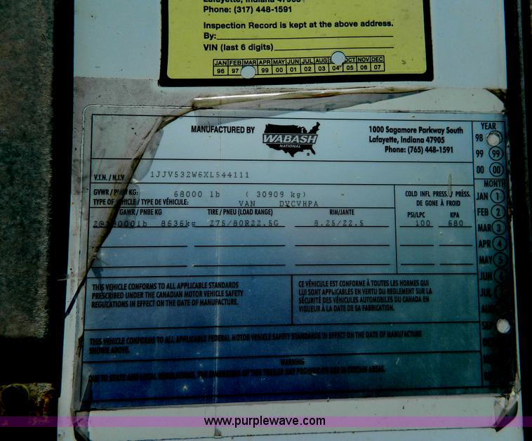 image for item D6011 1999 Wabash dry van trailer