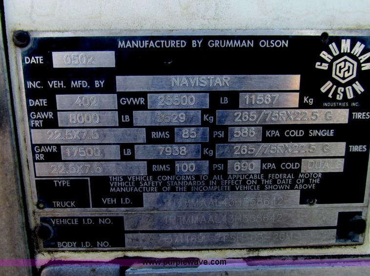 image for item F5221 2003 International DuraStar 4300 box truck