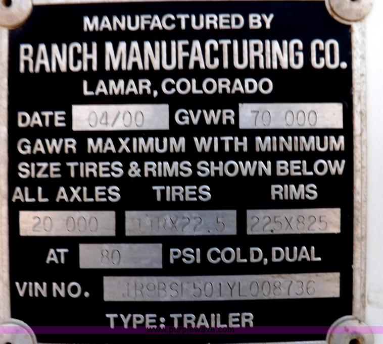 image for item I7626 2000 Ranco belly dump trailer