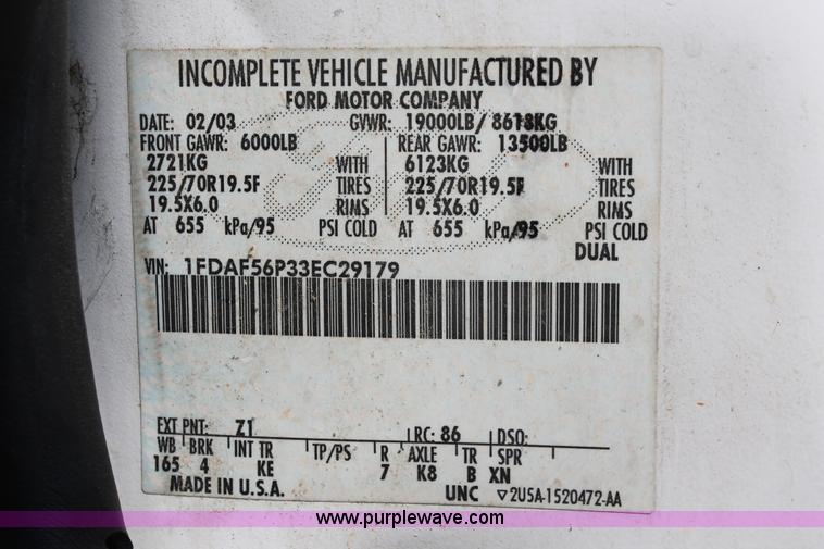 image for item I7756 2003 Ford F550 XL Super Duty service truck