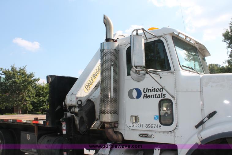 image for item I7757 2002 Freightliner FLD120SD triple axle semi truck with Palfinger knuckle boom crane