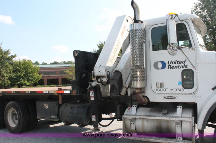 image for item I7757 2002 Freightliner FLD120SD triple axle semi truck with Palfinger knuckle boom crane