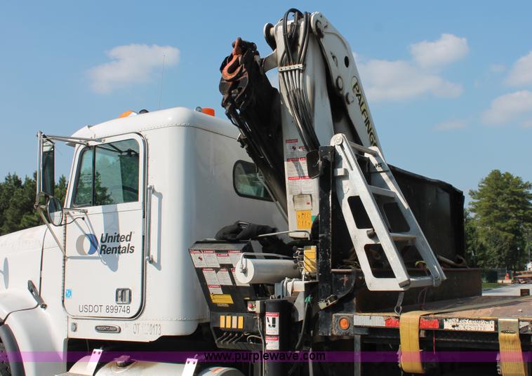 image for item I7757 2002 Freightliner FLD120SD triple axle semi truck with Palfinger knuckle boom crane