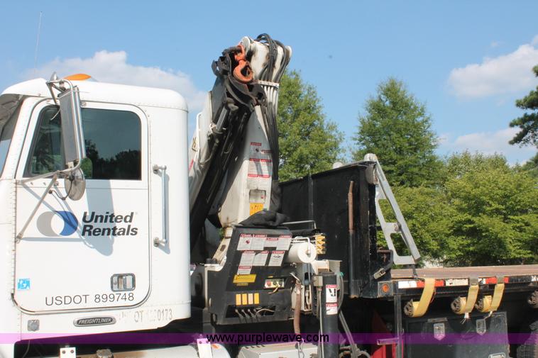 image for item I7757 2002 Freightliner FLD120SD triple axle semi truck with Palfinger knuckle boom crane