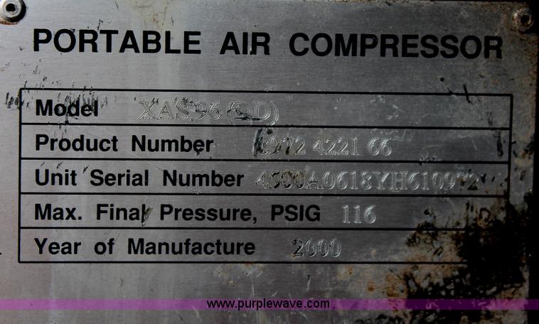 image for item I8194 2000 Atlas Copco XAS 96 DD 185 mobile compressor