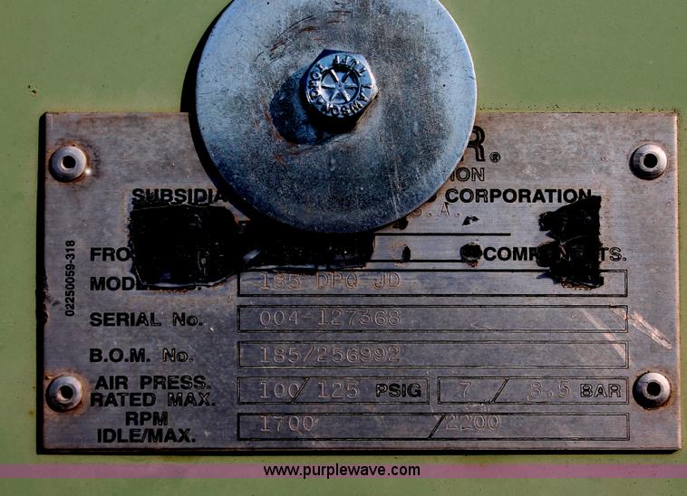 image for item I8195 1998 Sullair 185 DPQ-JD mobile compressor