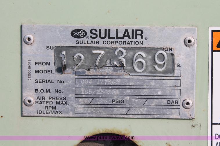 image for item I8196 1998 Sullair 185 DPQ-JD mobile compressor