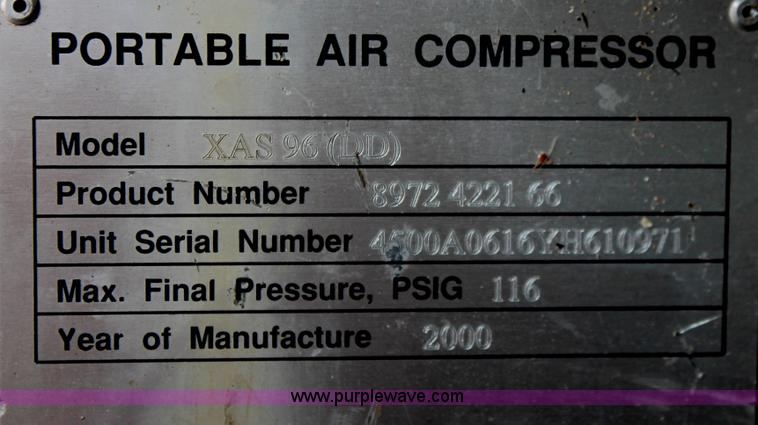 image for item I8198 2000 Atlas Copco XAS 96DD 185 mobile compressor