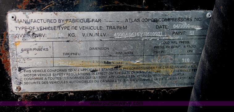 image for item I8198 2000 Atlas Copco XAS 96DD 185 mobile compressor