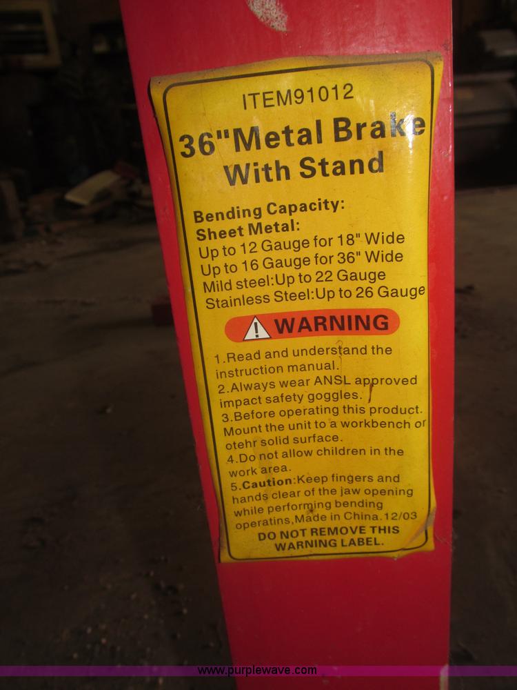 image for item AE9464 Central Machinery 36" metal brake and stand